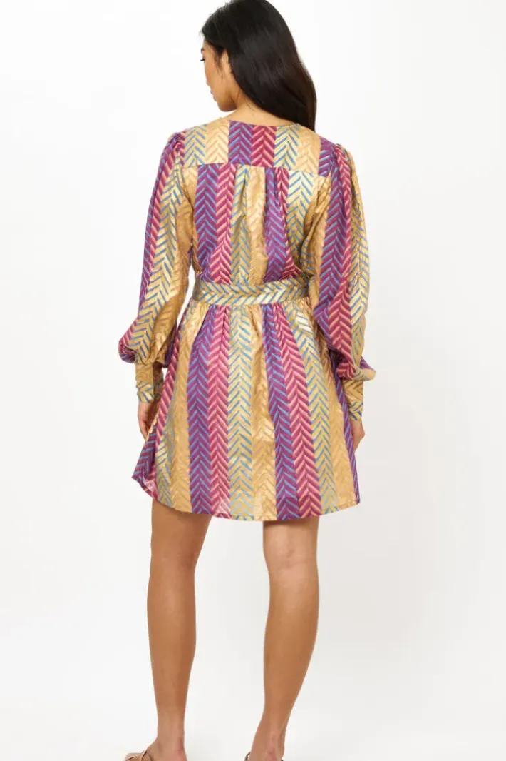New V-Neck Mini Dress- Torino Blue Short & Mini Dresses